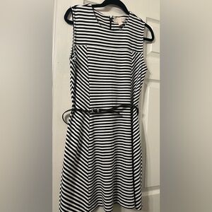 Michael Kors Black & White Stripped Dress w Belt.  Used like new condition